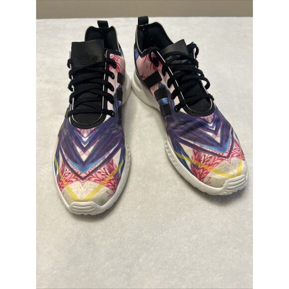 ADIDAS Running Shoes Women 10 ZX Flux Smooth Floral Multicolor Trainers Sneaker - Picture 3 of 9